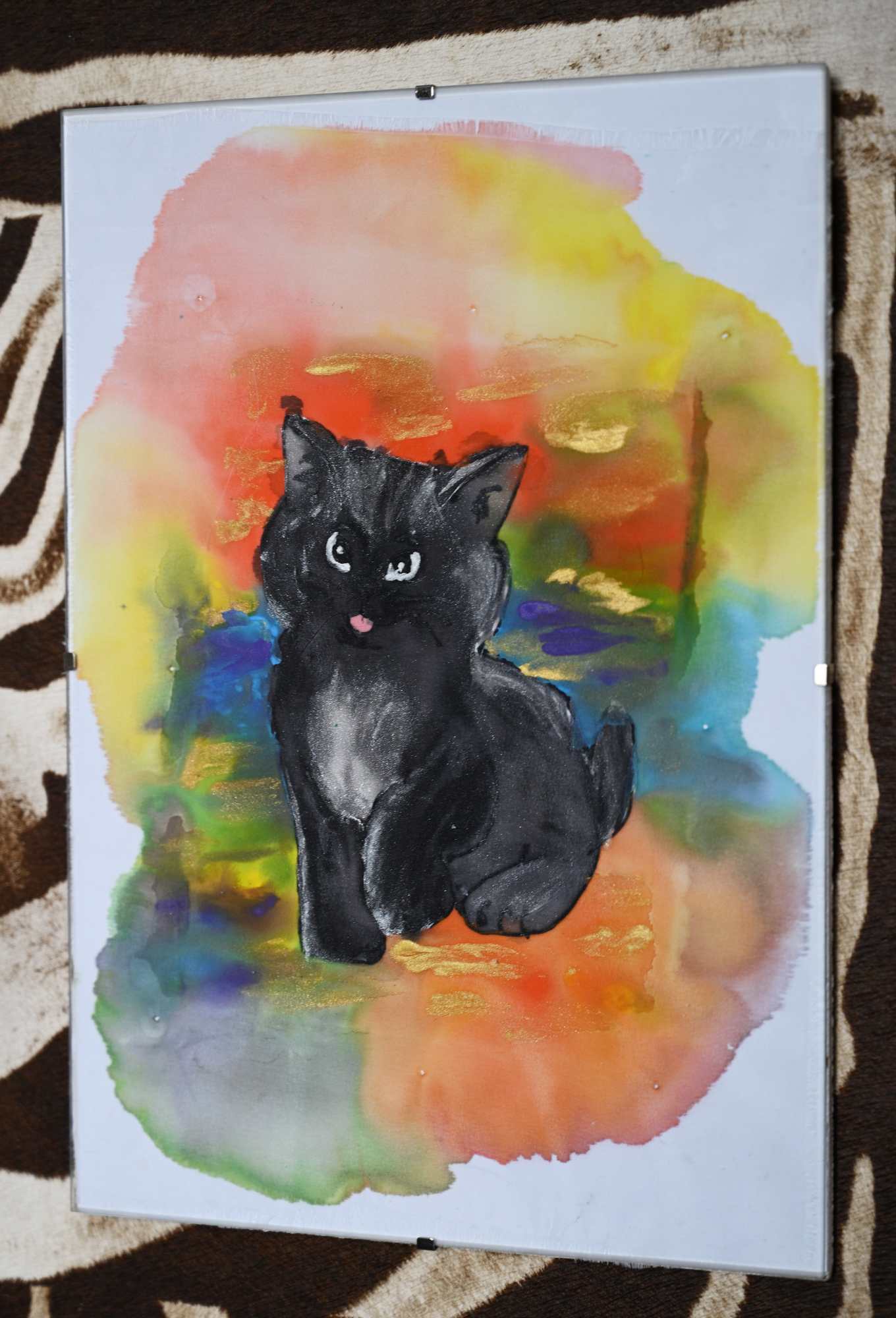 Чёрный котёнок. Батик.