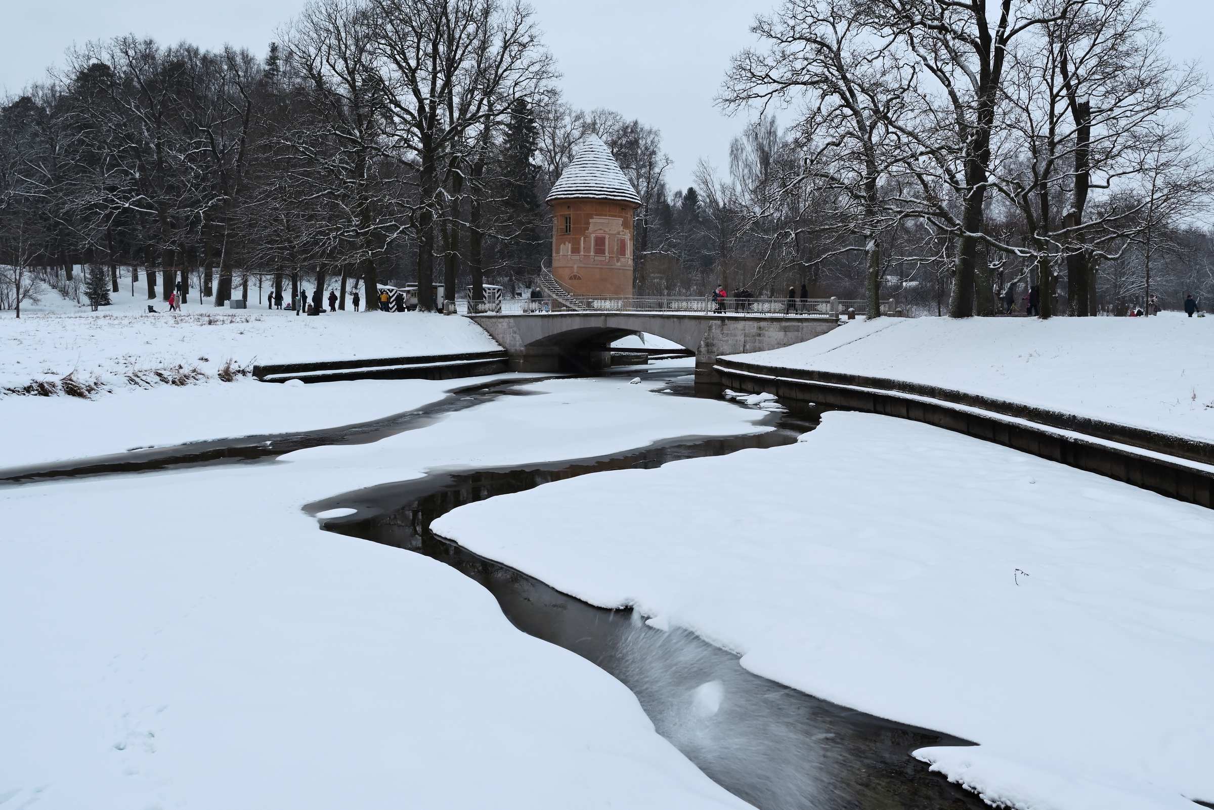 Павловский парк зимой. Пиль-башня