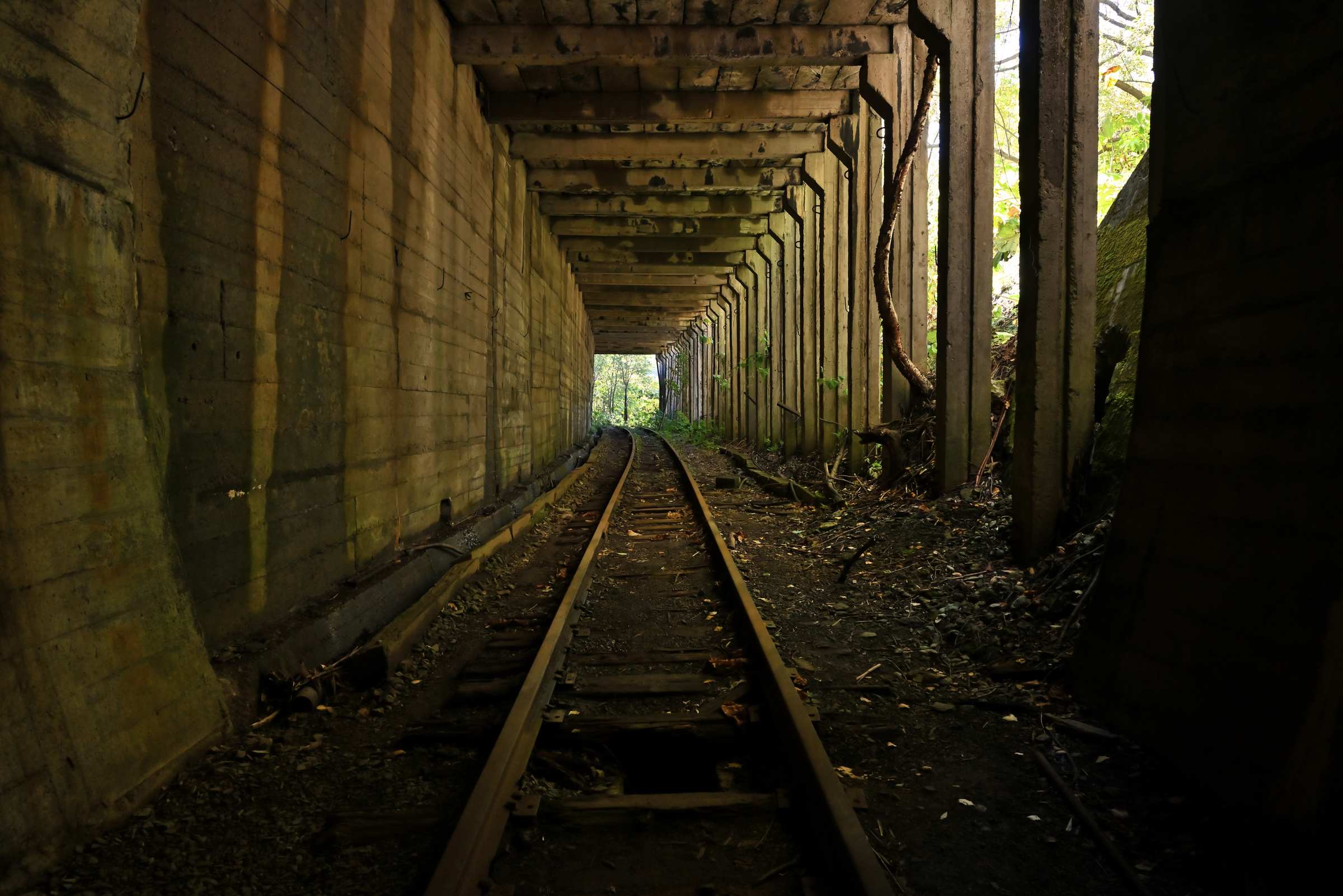 Противолавинная галерея тоннеля №13 заброшенной японской железной дороги на Сахалине.