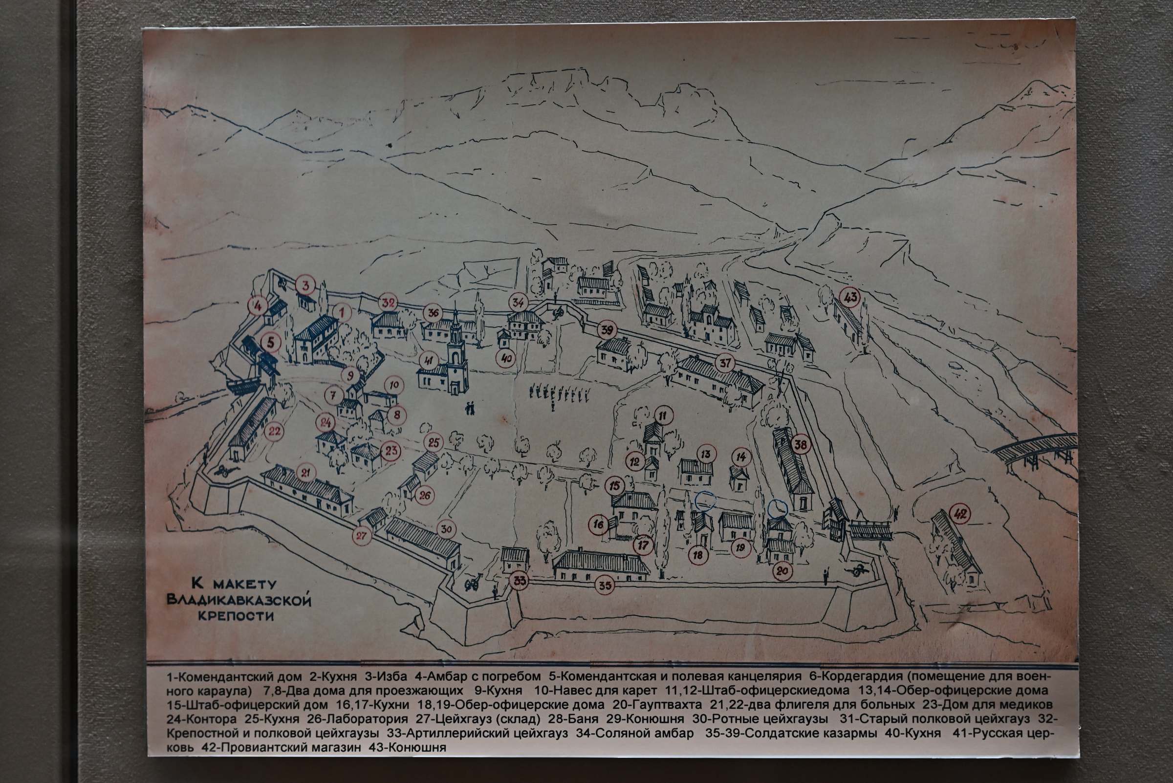 План Владикавказской крепости в Национальном музее Осетии